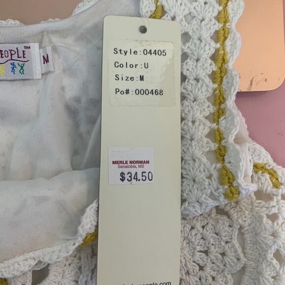 VTG Womens Funky People‎ Crochet Floral Dress Boho Cottage Mixed Media Size Med - Picture 10 of 13